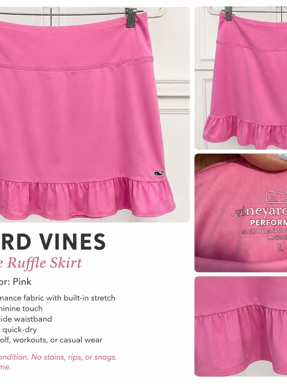 Vineyard Vines Bright Pink Ruffle Skirt